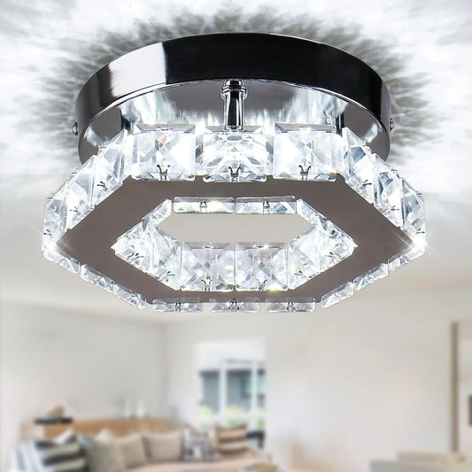 Mini Chandelier Crystal LED Ceiling Light Fixture for Hallway or Stairs