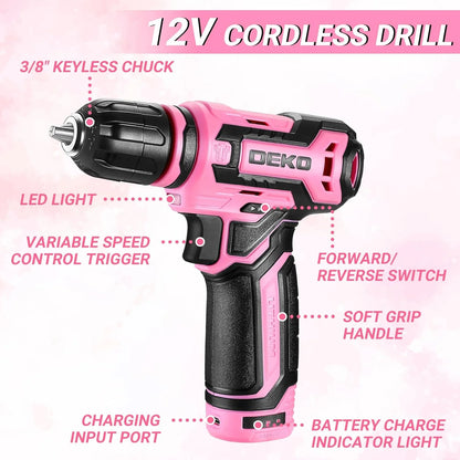Home Mechanic Toolbox with 12V Power Cordless Drill
