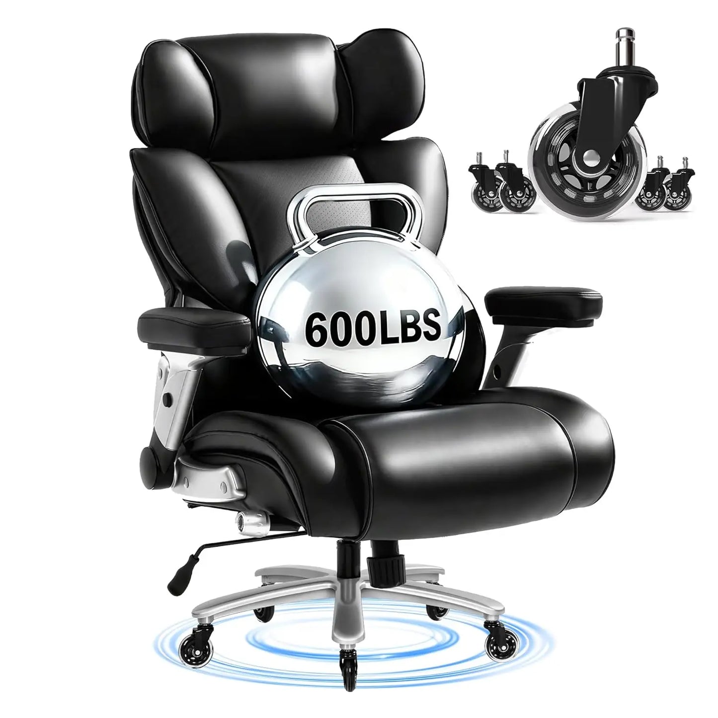 600lbs Big and Tall Office Chair for Heavy People, Heavy Duty Computer Desk Chair with Dynamic Lumbar Support