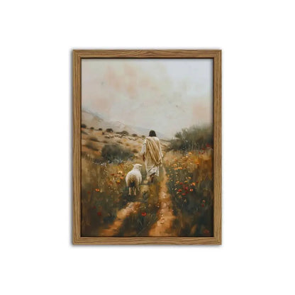 Leaves the 99 Sheep Canvas Wall Art - Jesus and Lamb Painting The Lost Sheep Posters Prints for Living