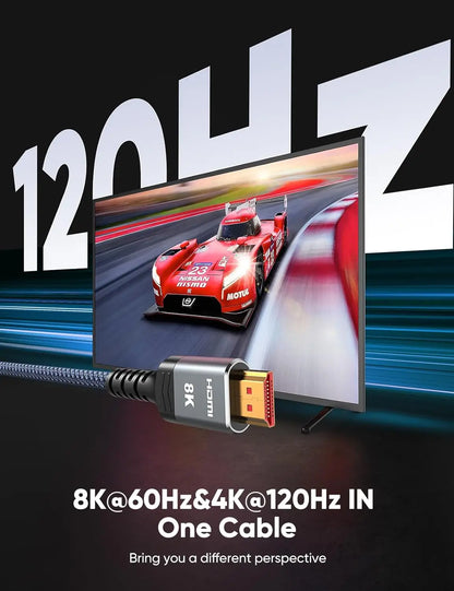 MIZIQIER 8K HDMI 2.1 Cable High Speed 48Gbps HDMI Braided Cord-8K60Hz 4K120Hz Compatible for PS5/PS4/X-Box/Roku TV/HDTV/Blu-ray