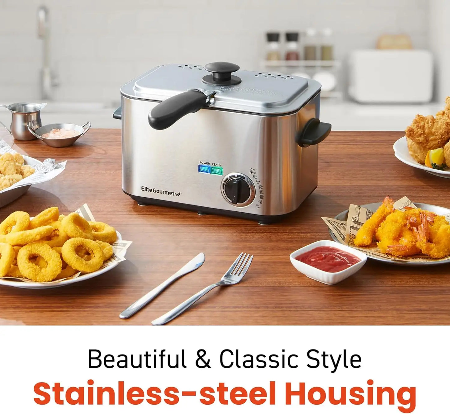 Electric Deep Fryer, 1.2 Qt Oil Capacity, Adjustable Temperature, Removable Basket, Stainless Steel