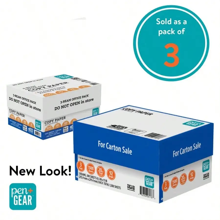 3 Reams of 8.5x11" Gloss 92 Level 20lb White Copy Paper,