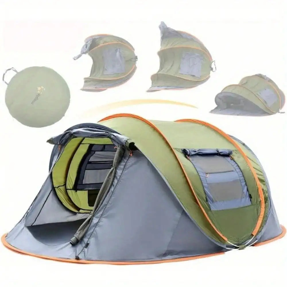 Camping Tent: 4-Person Easy Pop Up Tent with 2 Doors - UPF50+ Waterproof