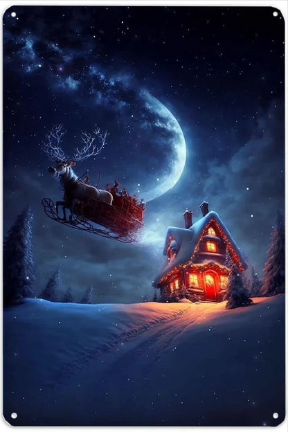 3D Flat, Christmas and Christmas Eve Metal Wall Decoration 8x12