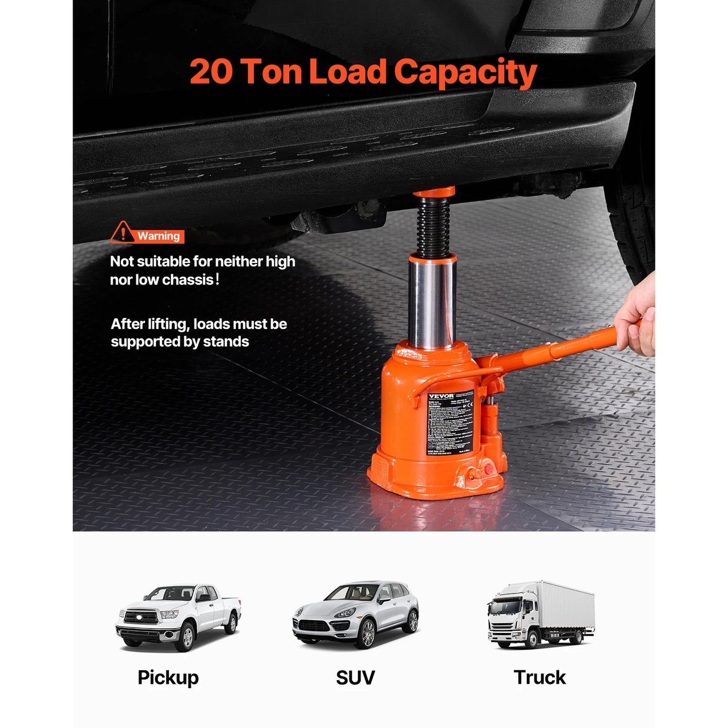 20, 30, or 50 Ton Hydraulic Bottle Jack
