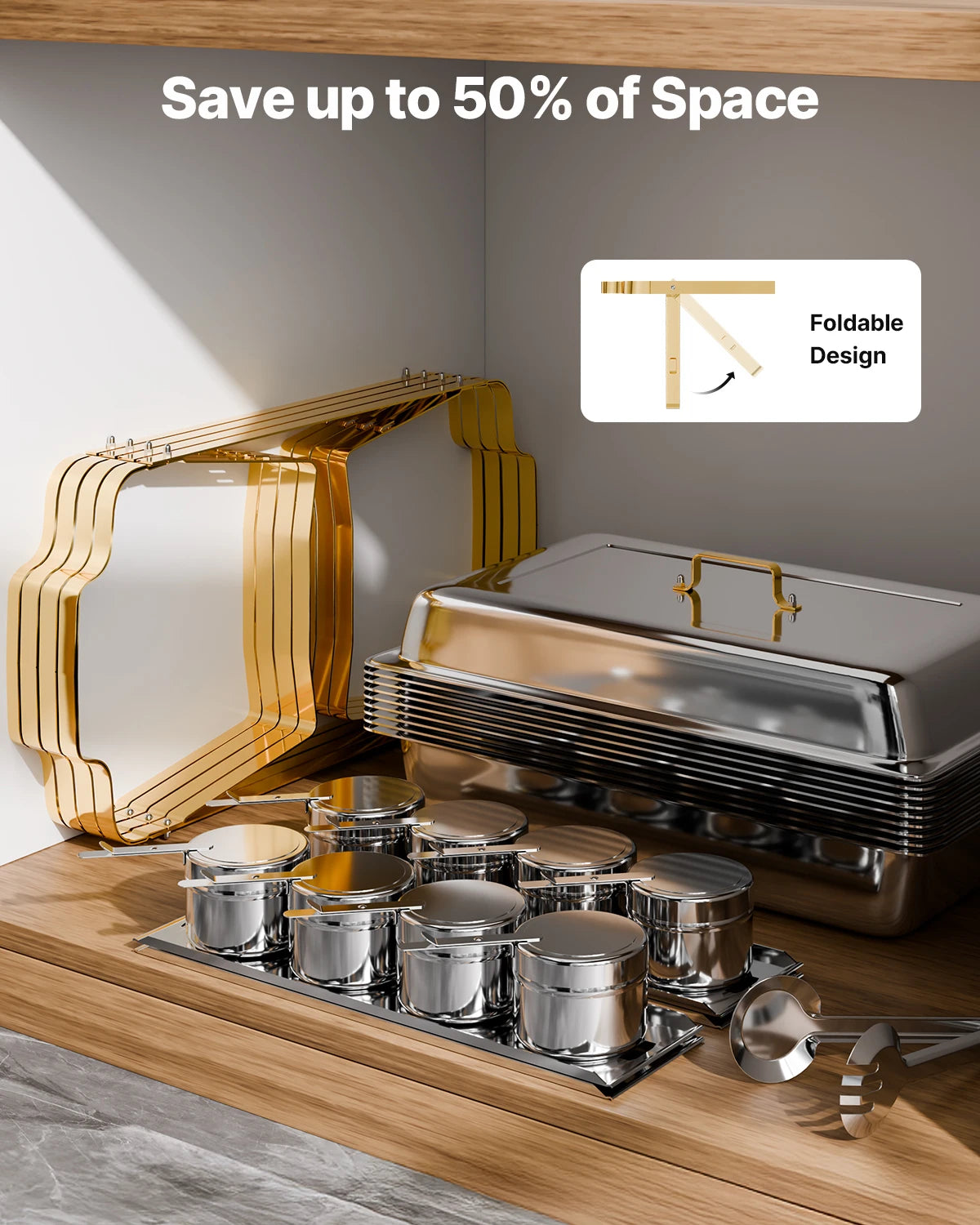 4 Pack, 8 Qt. Stainless Steel Chafing Dish Buffet Set