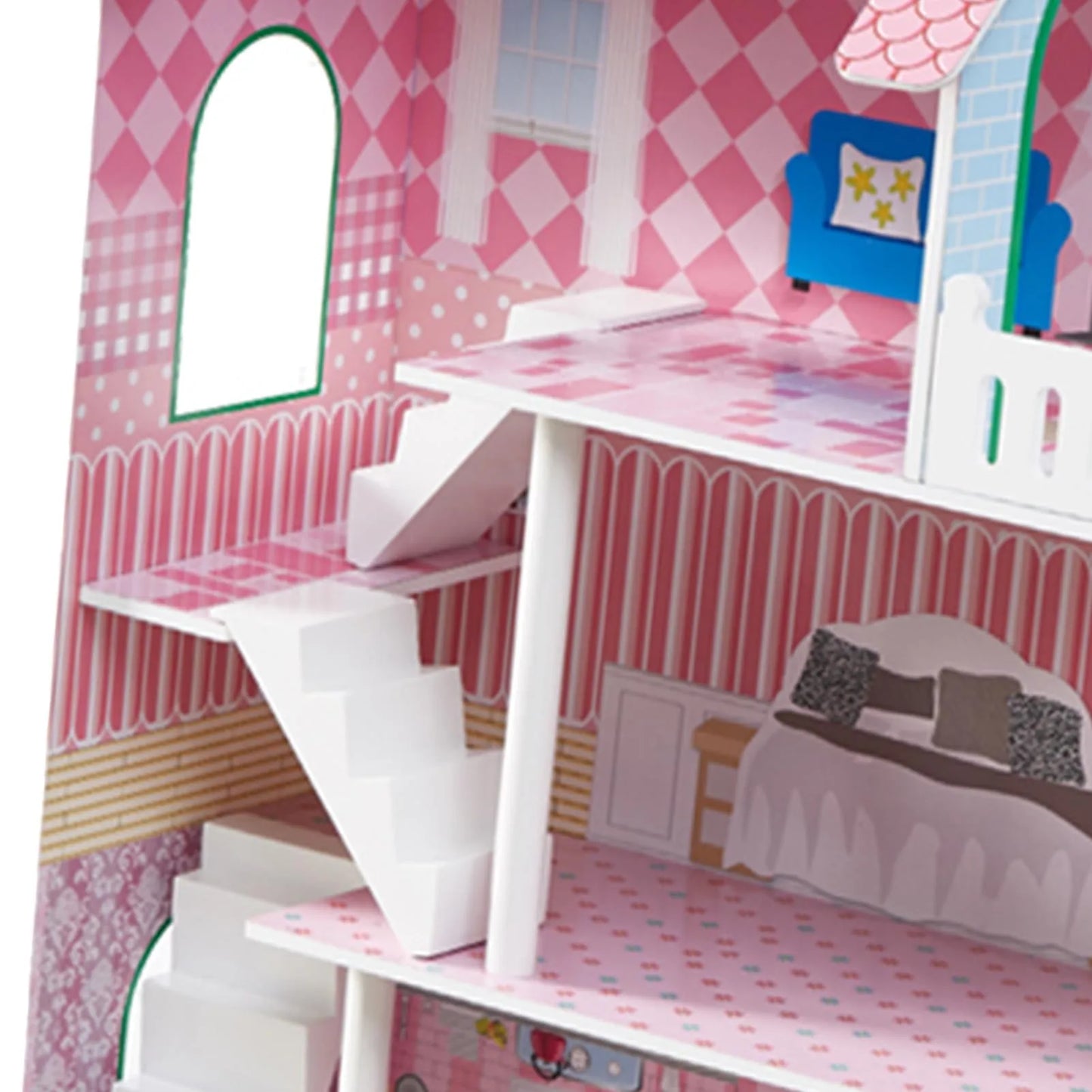 3 Tier Kids Wooden Dollhouse
