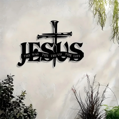 Jesus The Way The Truth The Life Metal Wall Art | Christian Cross Sign | Religious Home Decor