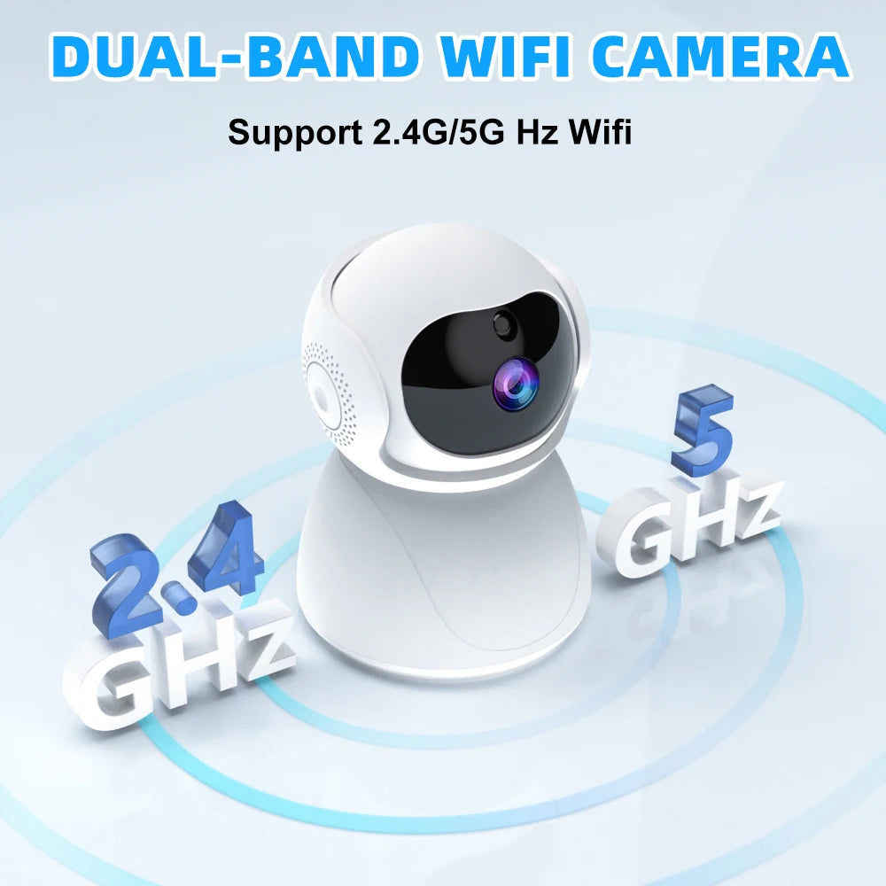 5G Indoor WiFi Camera HD 360° dual-frequency Surveillance Security Camera, Night Vision, Auto Tracking , and Baby Monitoring Camera