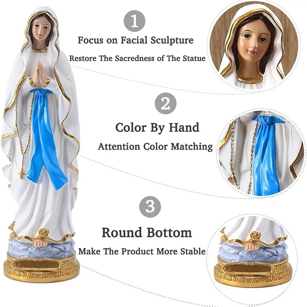15.3 inch Lourdes Virgin Mary Statue, Catholic Blessed Mother Resin Figurine for Home & Church, Prayer and Decor Gift