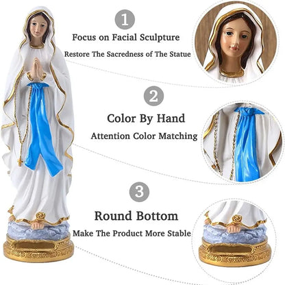 15.3 inch Lourdes Virgin Mary Statue, Catholic Blessed Mother Resin Figurine for Home & Church, Prayer and Decor Gift