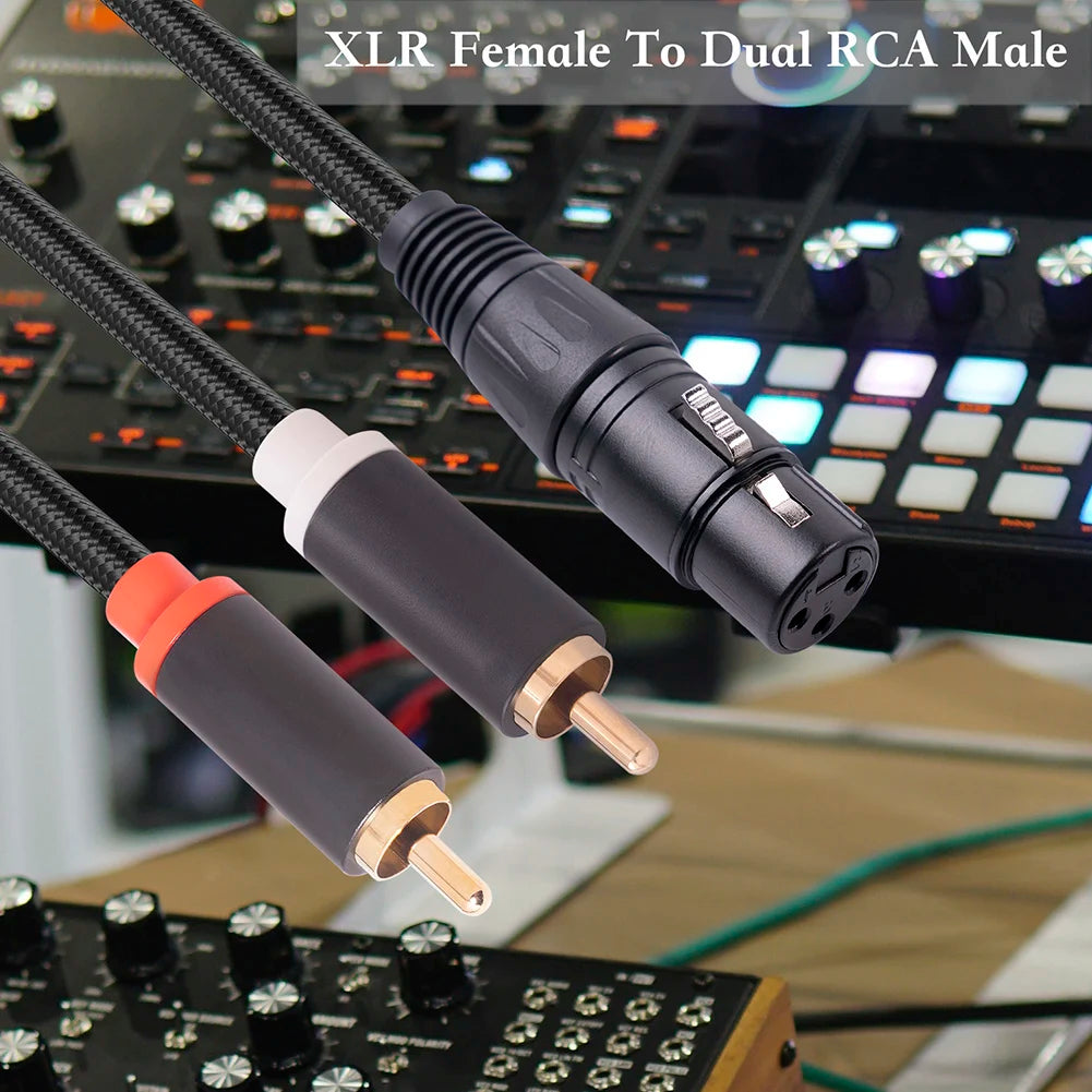Female XLR To Dual RCA Male Cable