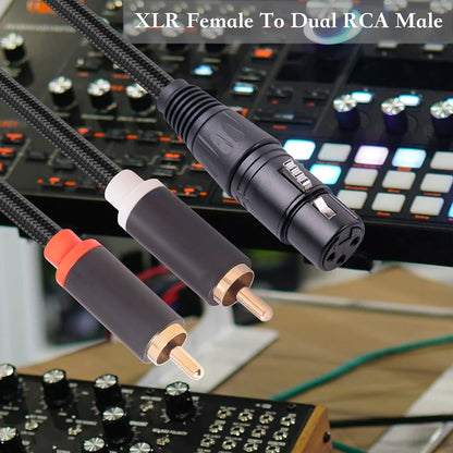 Female XLR To Dual RCA Male Cable