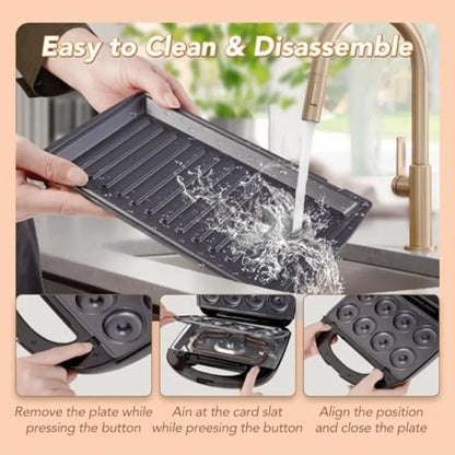6 in 1 Waffle Maker With Removable Plates