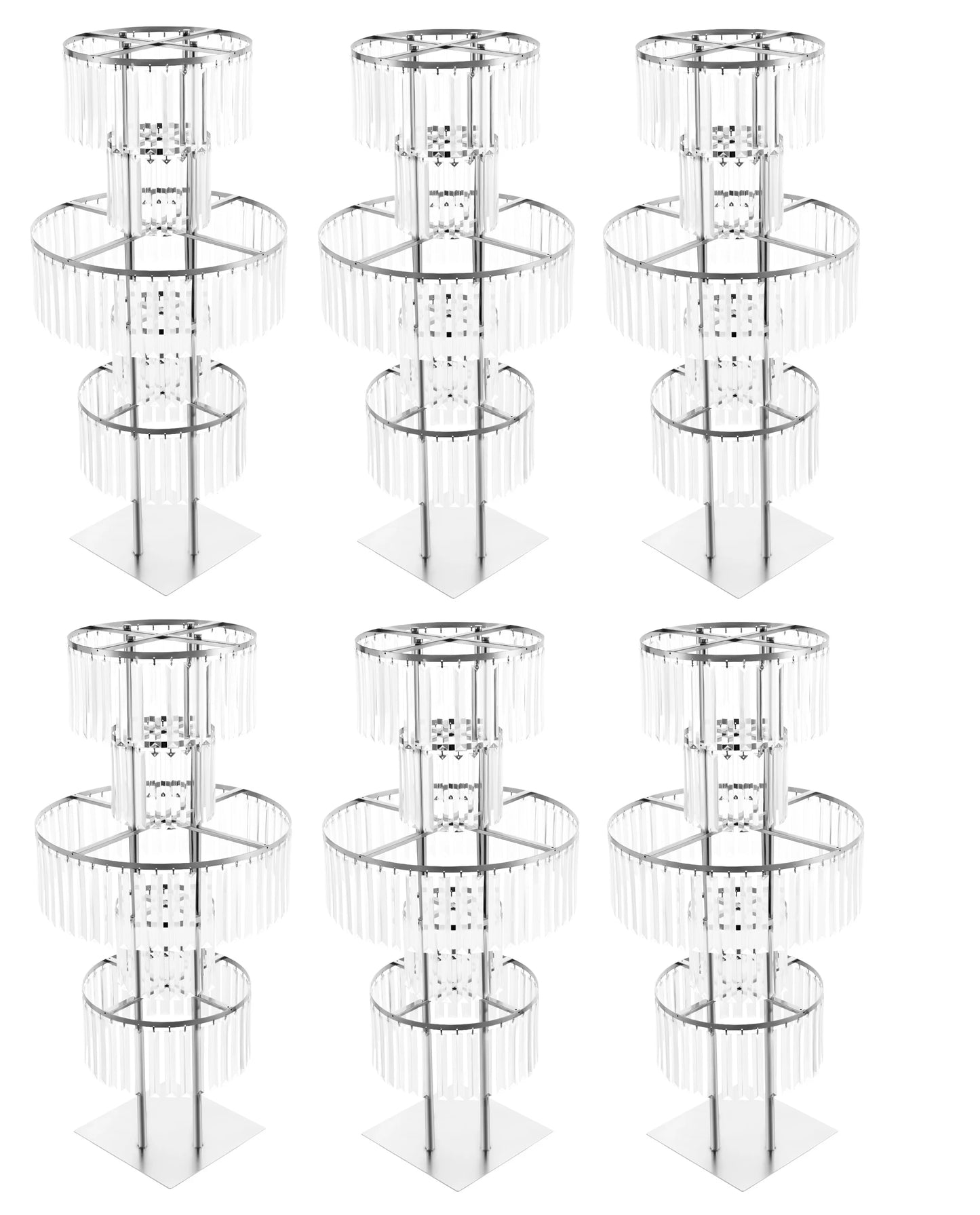 Gold/Silver 5 Tier Wedding Centerpiece 110cm Acrylic Crystal Flower Vase Rack for Floor Table Decor Display Holder,