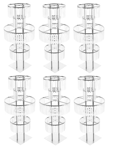 Gold/Silver 5 Tier Wedding Centerpiece 110cm Acrylic Crystal Flower Vase Rack for Floor Table Decor Display Holder,