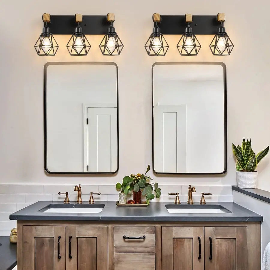 Farmhouse Bathroom Vanity Light Fixtures With Rustic Sconces