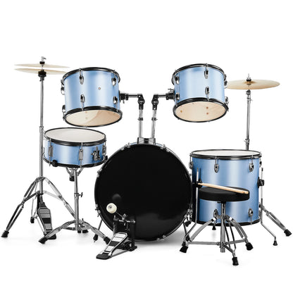 5-Piece Blue Full Size Adult Drum Set