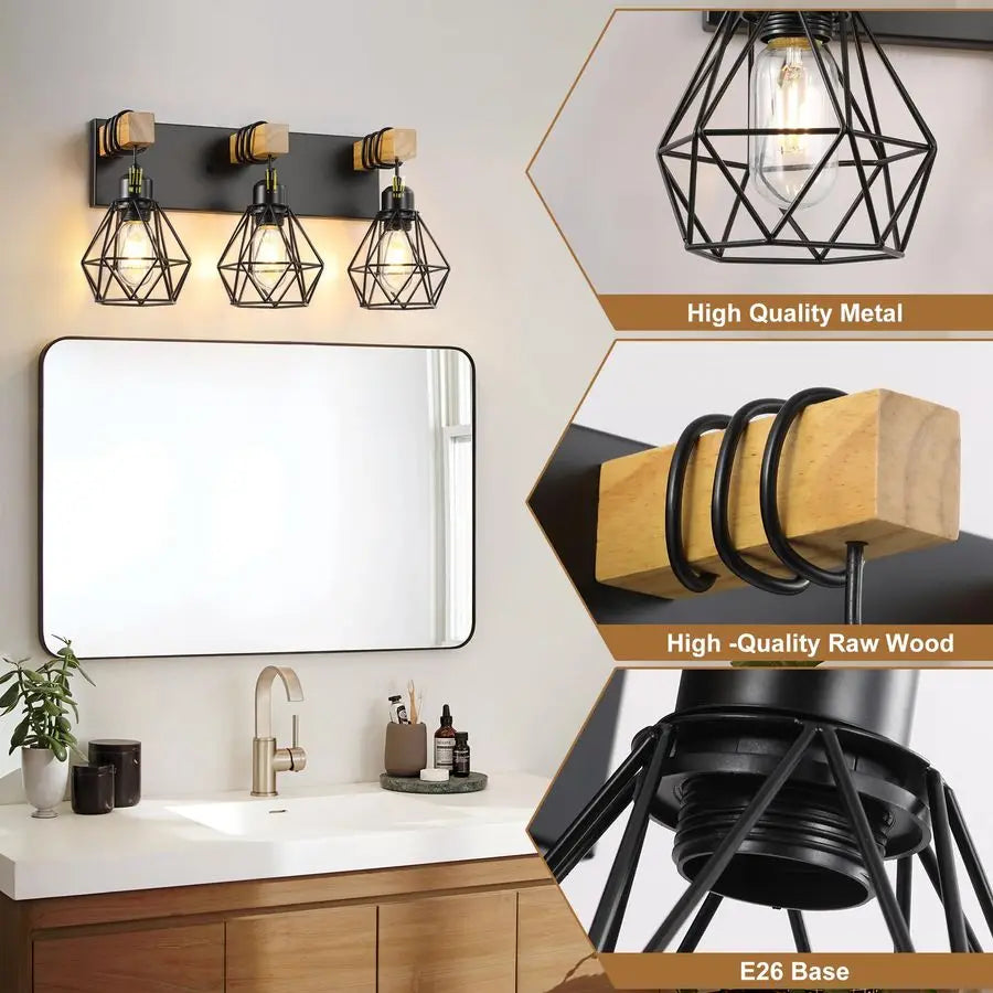 Farmhouse Bathroom Vanity Light Fixtures With Rustic Sconces