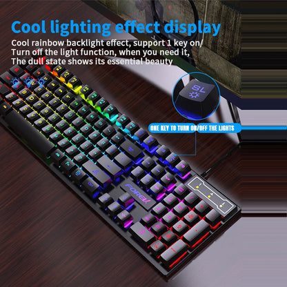 104 Keys Mechanical feel Wired Keyboard for Laptop Desktop Ergonomics RGB Backlit LED Keycaps PC Accessories