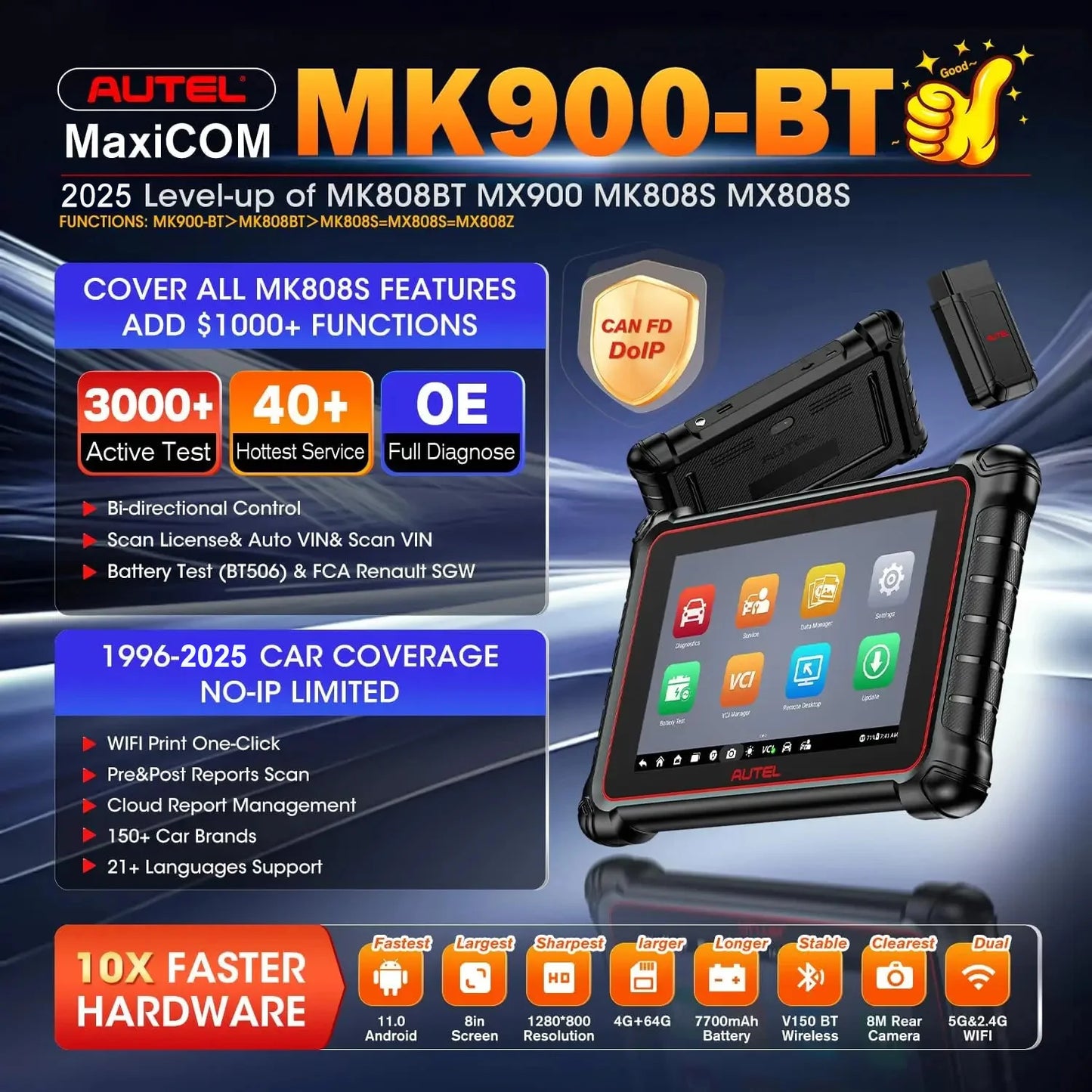 MaxiCOM MK900BT Bluetooth Car Diagnostic OBD2 Scanner