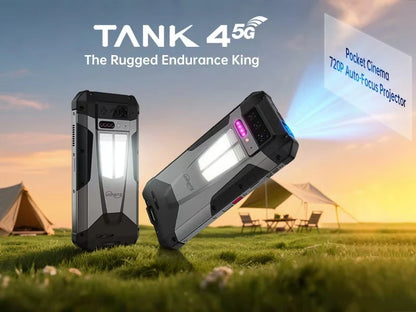 Unihertz Tank 4 5G Rugged Phone Built-in 720P Projector 24+512GB 11600mAh Dimensity 7300 120Hz 6.78'' AMOLED Screen