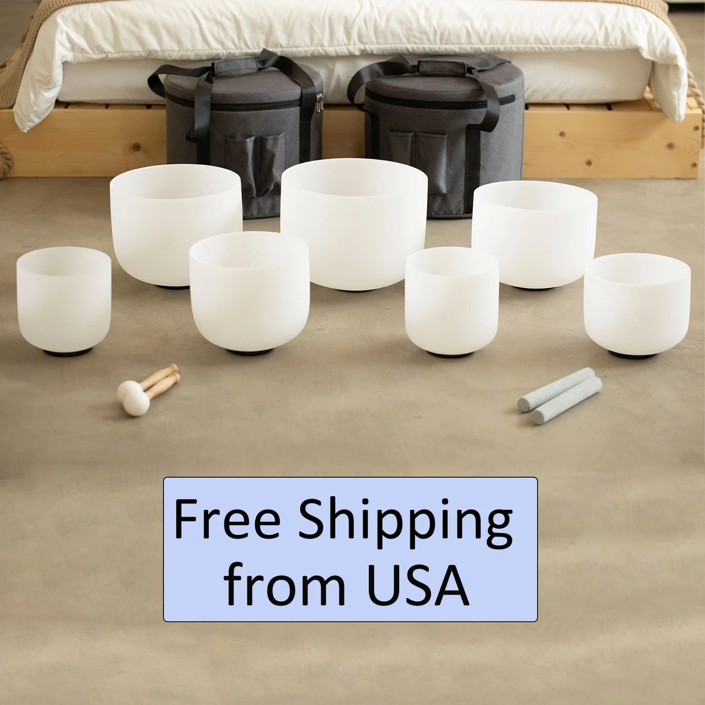 7-12 or 6-12 Inch Crystal Singing Bowls