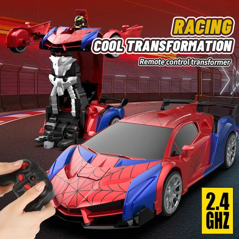 RC Transforming Remote Control Car 2.4GHz With Dual-Color Lights, Fast 360°Rotation, One-Click Deformation