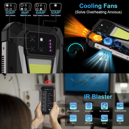 Unihertz Tank 3S Rugged Smartphone with Projector 5G 24/32GB RAM 256/512GB ROM Dimensity 8200 64MP Night Vision Phone