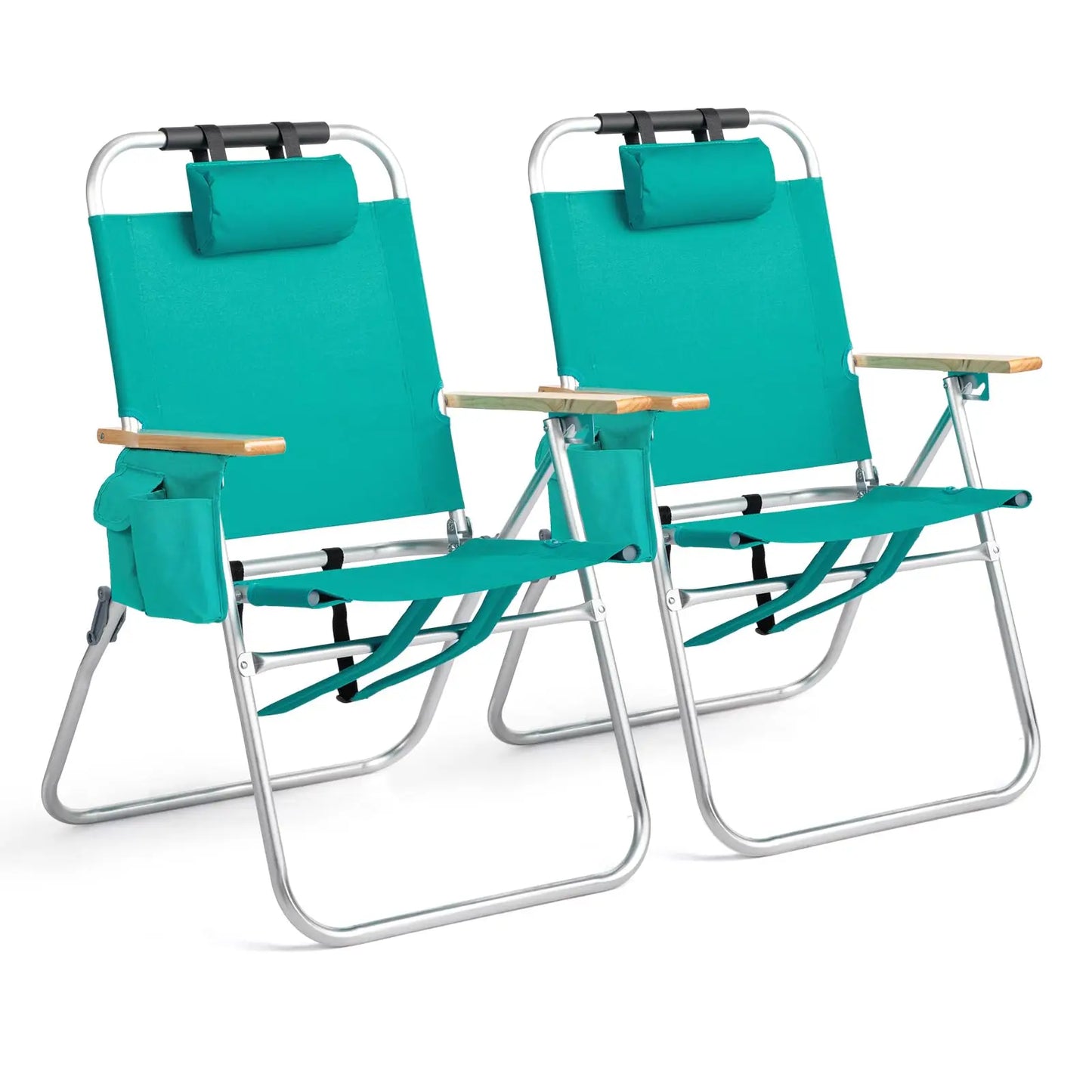 Lightweight 17" Backpack Beach Chair, Tall Beach Chairs for Adults, Portable with Adjustable Straps, 3-Position Customized