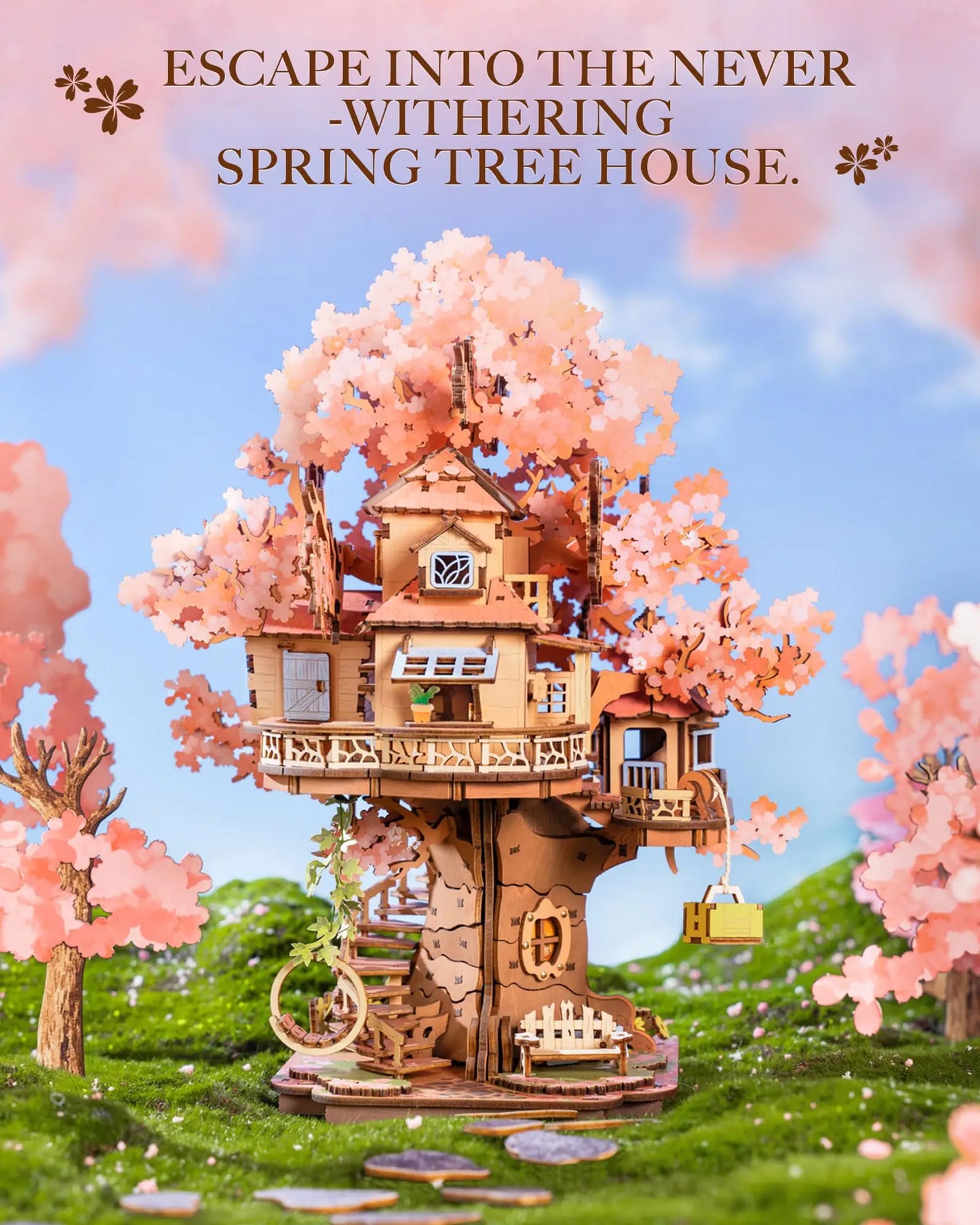 Sakura Tree House 535pc 3D Wooden Puzzle Model Kit