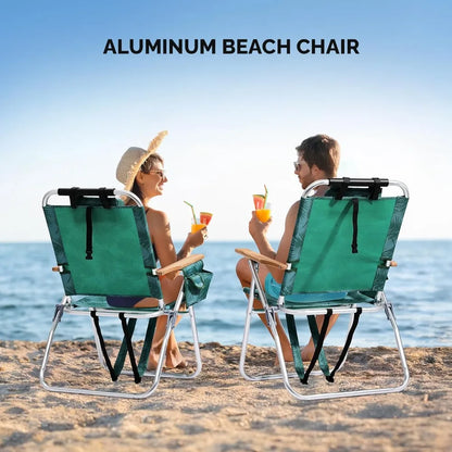 Lightweight 17" Backpack Beach Chair, Tall Beach Chairs for Adults, Portable with Adjustable Straps, 3-Position Customized
