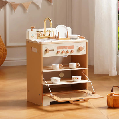 Kids Wooden Play Kitchen All in One Corner Set