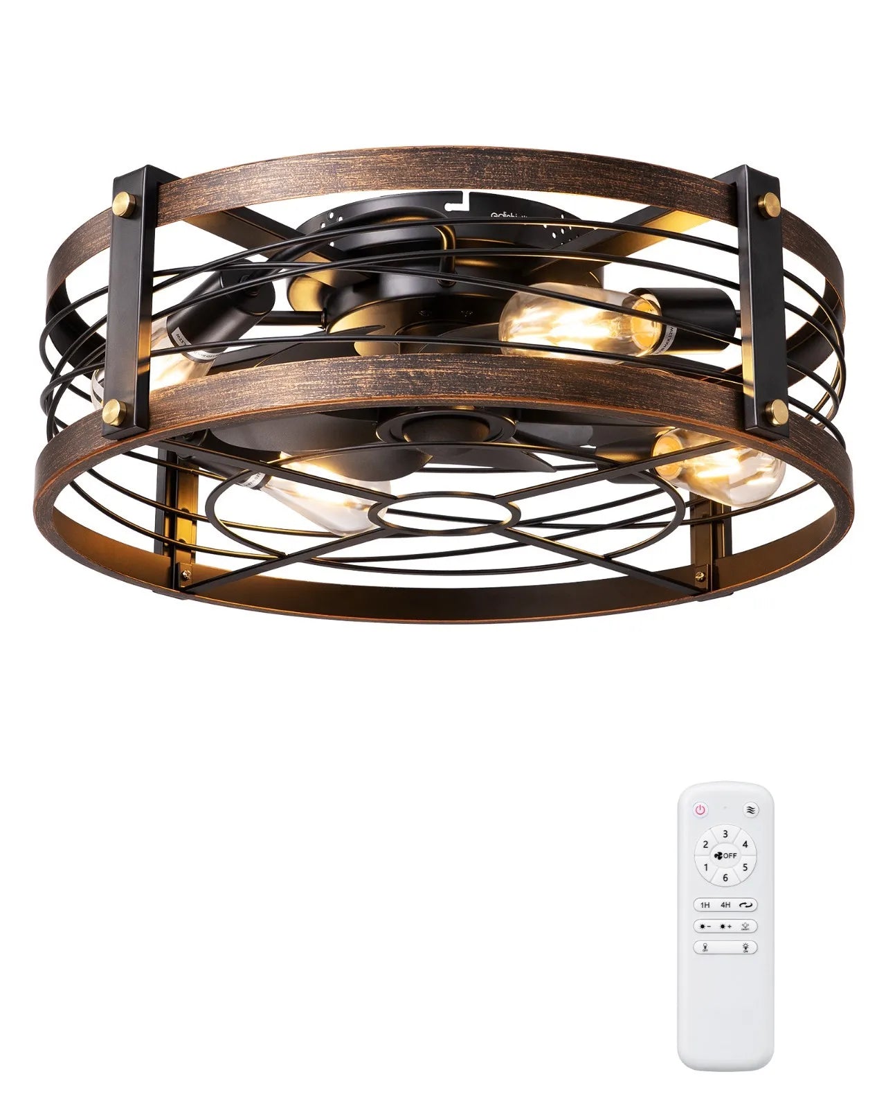 Quiet DC Motor Ceiling Fan with Dimmable Light Remote Brushed Gold