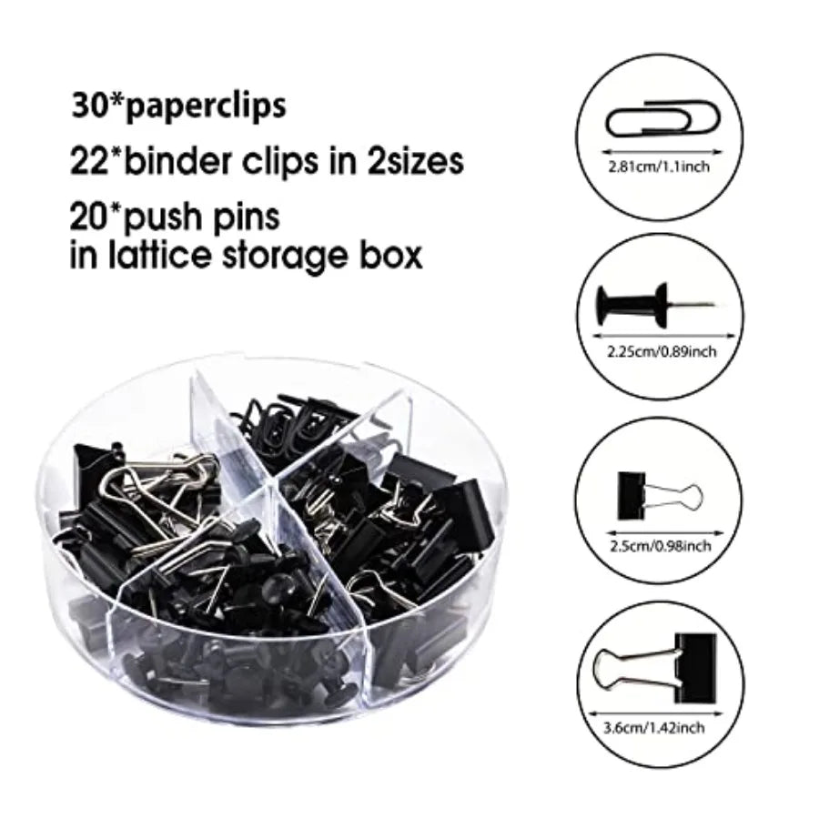 Black Desk Organizer and Accessories Office Set Stapler, Pen Holder, Phone Holder, Scissors, Pen, Ruler, 30 Paper Clips