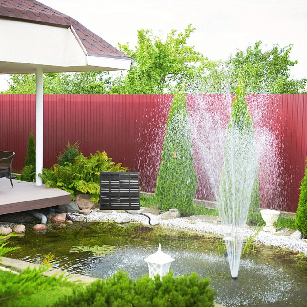 Solar Fountain with 6 Nozzles - 1.4W Solar Panel Floating Water Pump for Bird Baths, Pools, Garden