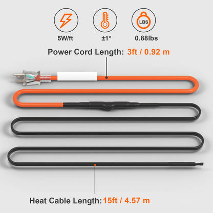 40FT Self-Regulating Pipe Heating Cable