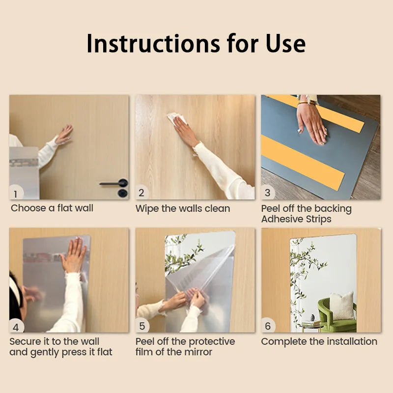 Mirror Self-adhesive  Wall Stickers Acrylic 3D Wall Decal for Living Room, Bedroom or Bathroom Decors