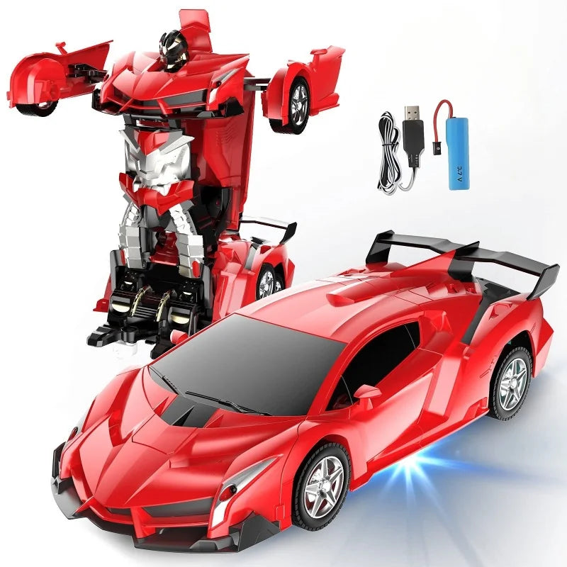 RC Transforming Remote Control Car 2.4GHz With Dual-Color Lights, Fast 360°Rotation, One-Click Deformation