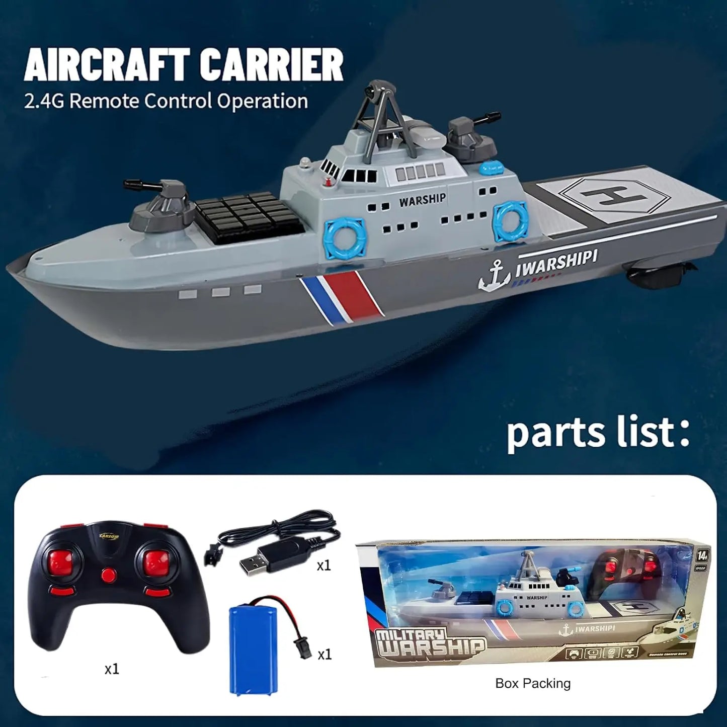 22" Inch Remote Controlled Warship Battleship Helicopter Carrier