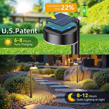 8 Pack Solar Pathway Lights Outdoor, 12 LED Solar Lights Waterproof, for Yard Garden Walkway Driveway