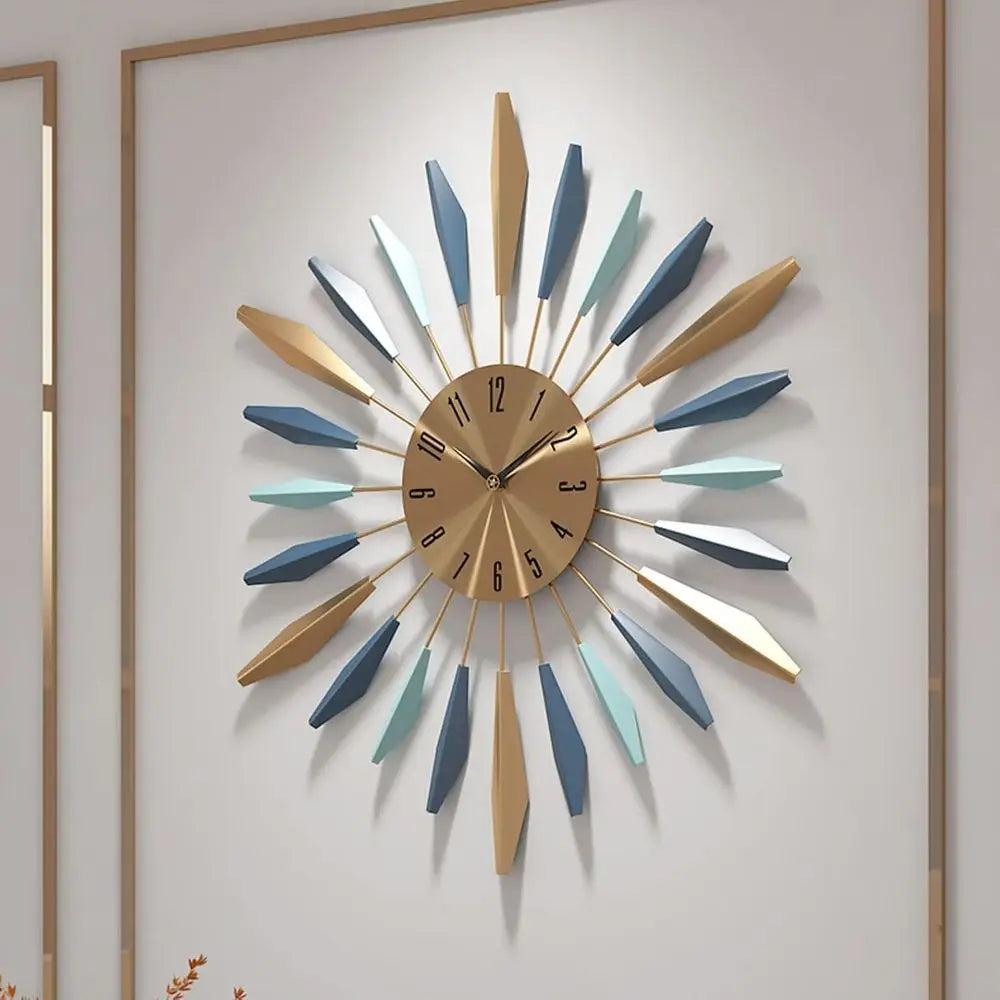 Mid-Century Style Metal Silent Wall Clock, 22 Inch, Modern Decor for Home & Office