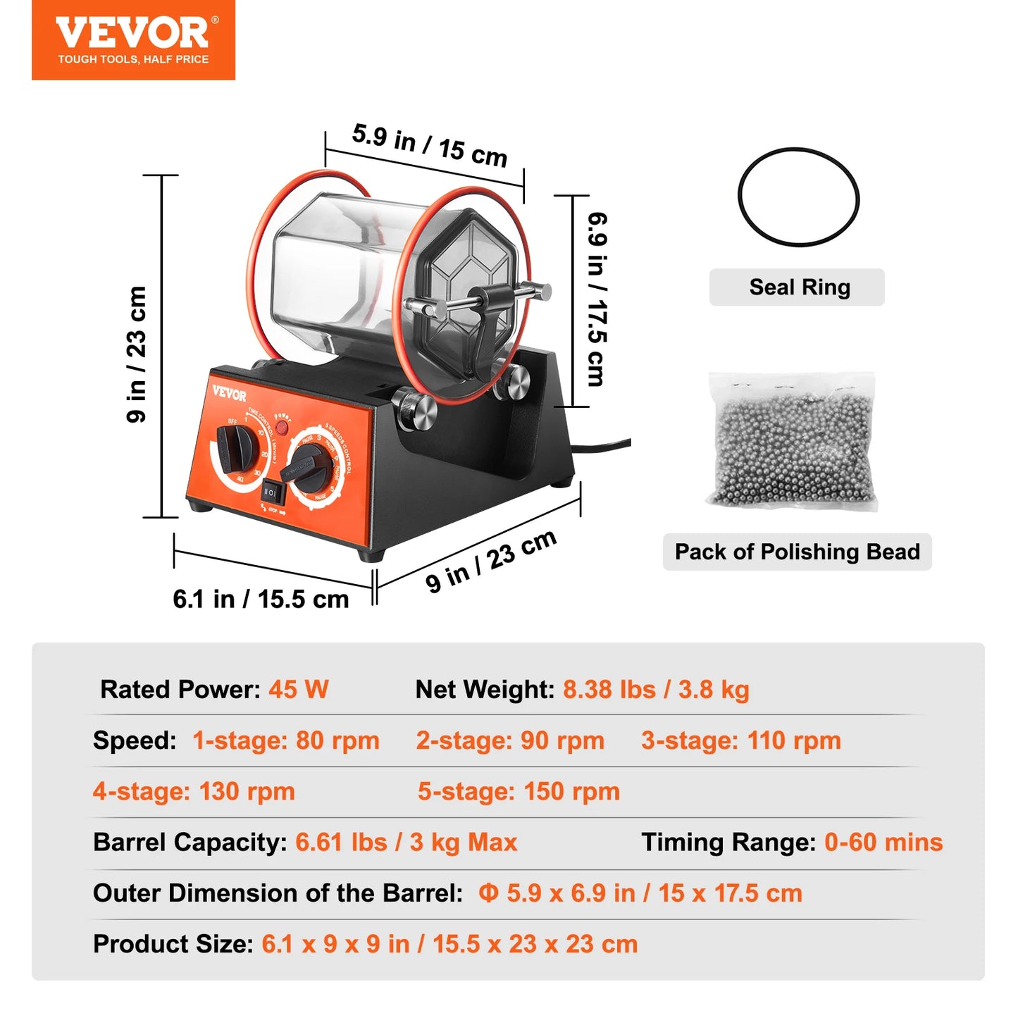 3kg or 5kg Rotary Tumbler Surface Polisher