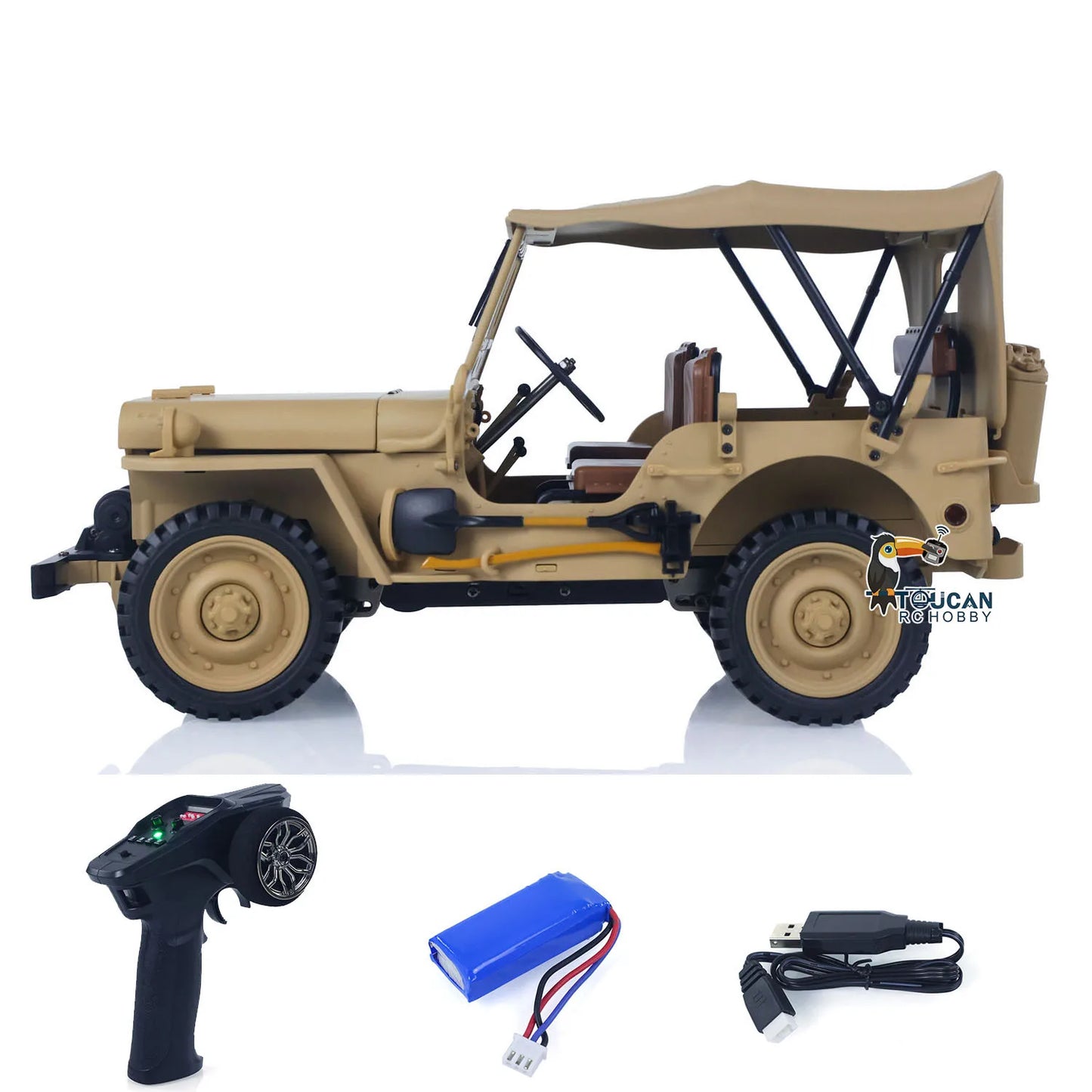 Remote Control Military Car 1/14 scale, 2.4GHZ Open-top Off Road 4WD Combat Model