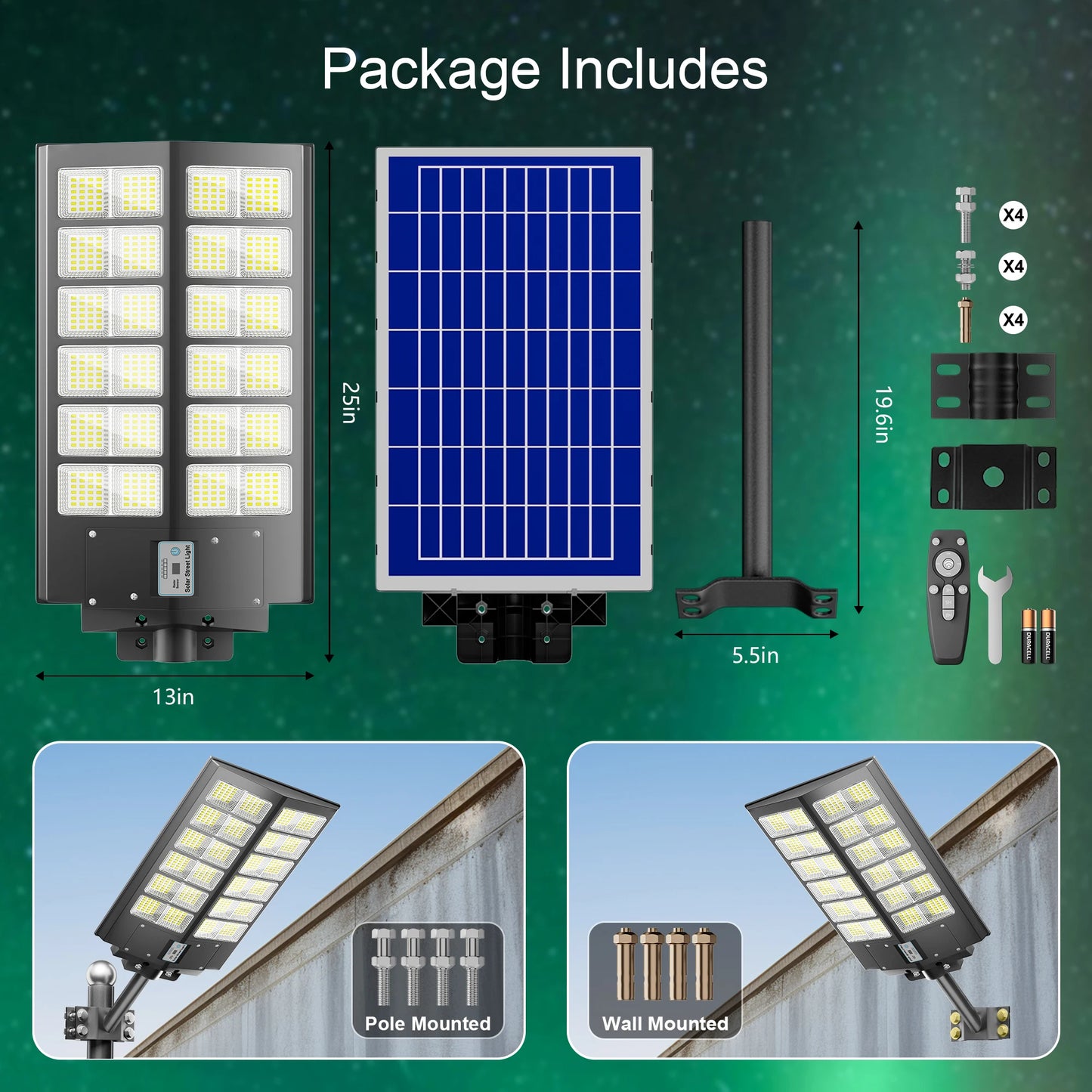 2-Pack 5000W Solar Street Lights