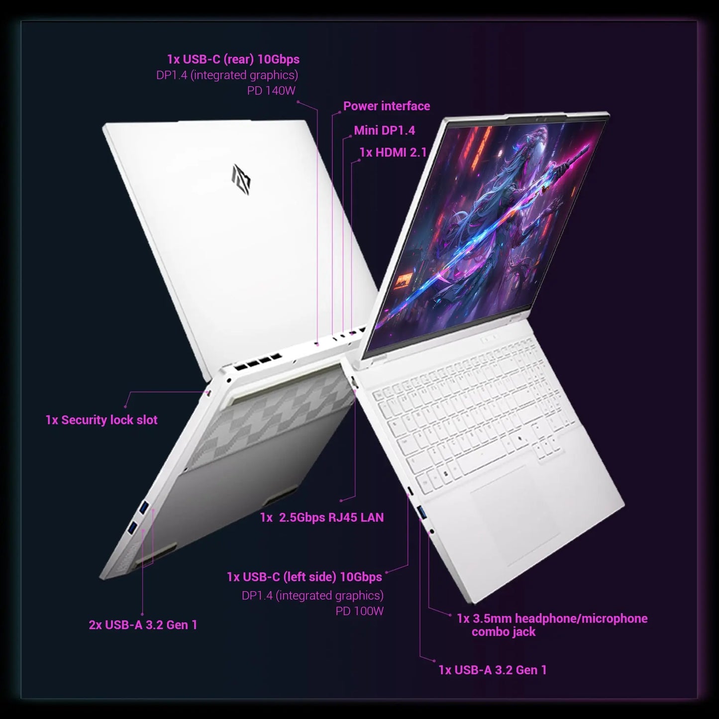 Gaming Laptop 16 inch Intel i7 13700HX 16C/24T 5GHz CPU RTX 5060 2.5K 300Hz 16GB DDR5 1TB PCIe 4.0 SSD Gamer Laptop