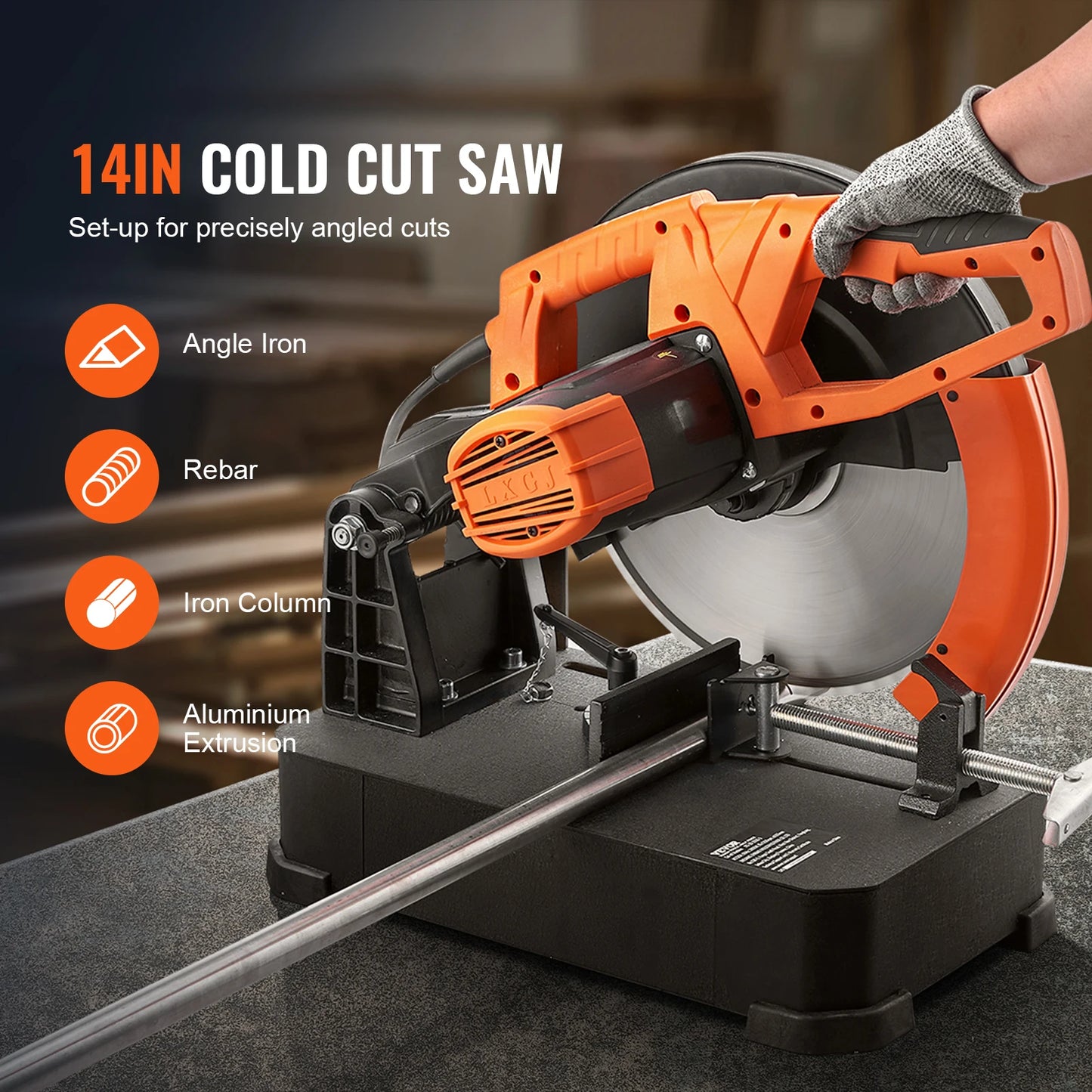 Chop Saw 14"/355mm Blade Diameter,  0-45° Adjustable Dry Cut Saw