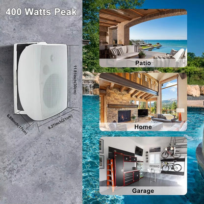 6.5 Inches Outdoor Bluetooth Speakers for Porch Backyard (a Pair)