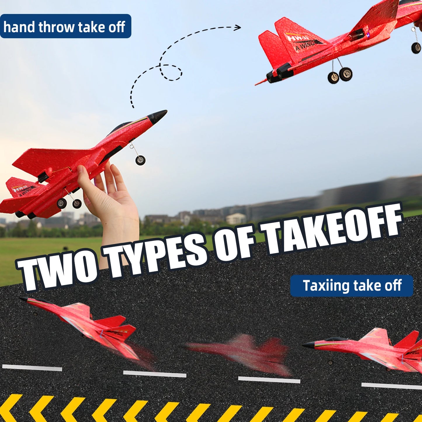 RC Fighter Jet - Fixed-Wing Remote Control Plane with 6-Axis Gyroscope, Lightweight Foam Structure